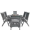 Vifah Renaissance Outdoor Patio Hand-scraped Wood 7-piece Dining Set with Reclining Chairs V1297SET26
